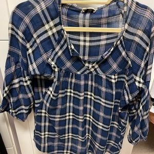 Short flowy flannel shirt